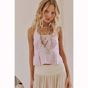Free People Free-Est Melted Away Cotton-Linen Cropped Top XS